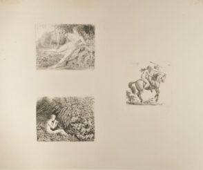 Nude Girl with Lamb (upper left); Nude Shepherd Boy with a Flute (lower left); Nymph and Satyr on a Prancing Horse (right)