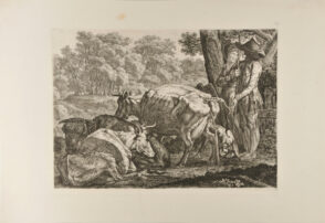 Shepherd and Shepherdess with a Cow Pissing