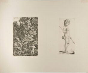Forest Landscape with Archer (left); Standing Shepherd Boy with a Gourd (right)