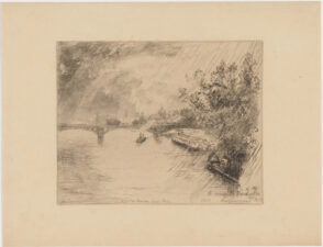 Rocky Landscape with Two Men Sitting in Foreground