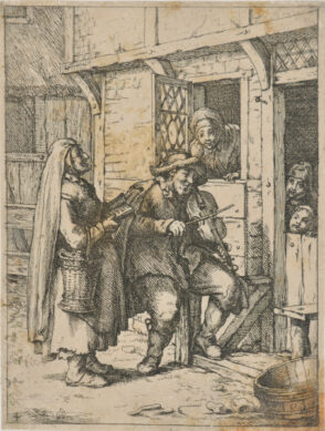 Violin Player and the Old Woman