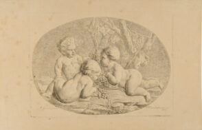 Three Nude Putti Around a Basket of Grapes