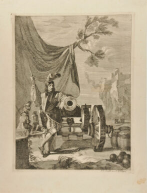 Soldier Standing by a Cannon