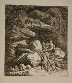 Cave in the Rocks, with Four Figures