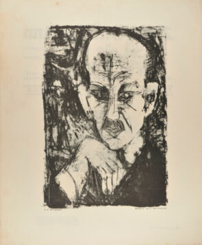 Portrait of Carl Sternheim (Kopf Sternheim) (recto); Man Talking on Telephone (verso)