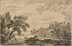 Landscape with Man Fishing by the Water