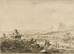 Vast Plain, with Hunting Scene in Foreground