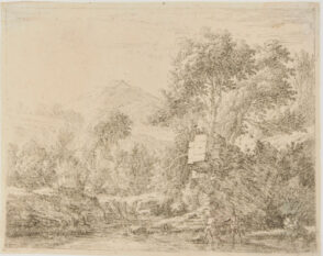 Landscape with Two Men near a Rock in the Water