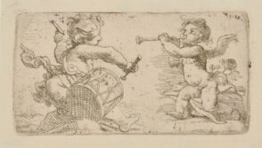 Two Putti, One with a Drum and One with a Trumpet