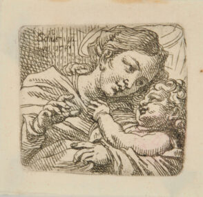 Head and Shoulders of Virgin and Child, Virgin with Right Hand Uplifted