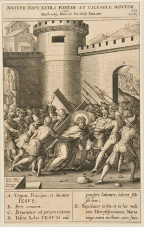 Ducitur iesus extra portam ad calvarlae montem
