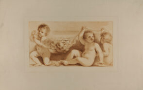 Three Naked Children Holding a Festoon of Fruit