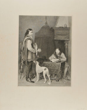 Dutch Interior, with Two Men, One Writing at a Table, and a Dog
