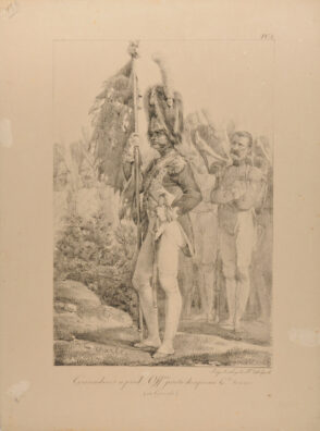 Grenadiers a pied, officier porte drapeau