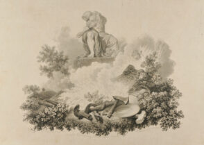Allegorical Plate, with Headless Statue of Jove