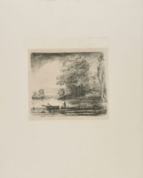 River Landscape with Man Fishing