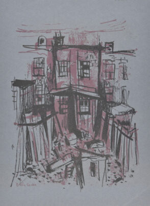 Cluttered Yard Behind Row House