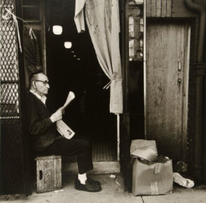 Solomon Fairman Reading His Daily Yiddish Newspaper