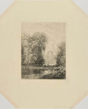 Paysage: Tour au bord d’une rivière