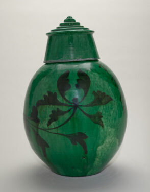 Covered Wine Jar with Painted Peonies and Inscription