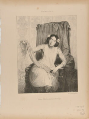 Jeune Fille Brodant une Écharpe