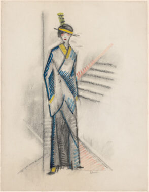 Woman in a Blue and Yellow Suit