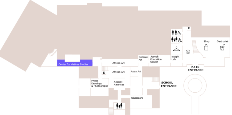 Floorplan for the The Jay McKean Fisher Gallery in The Ruth R. Marder Center for Matisse Studies